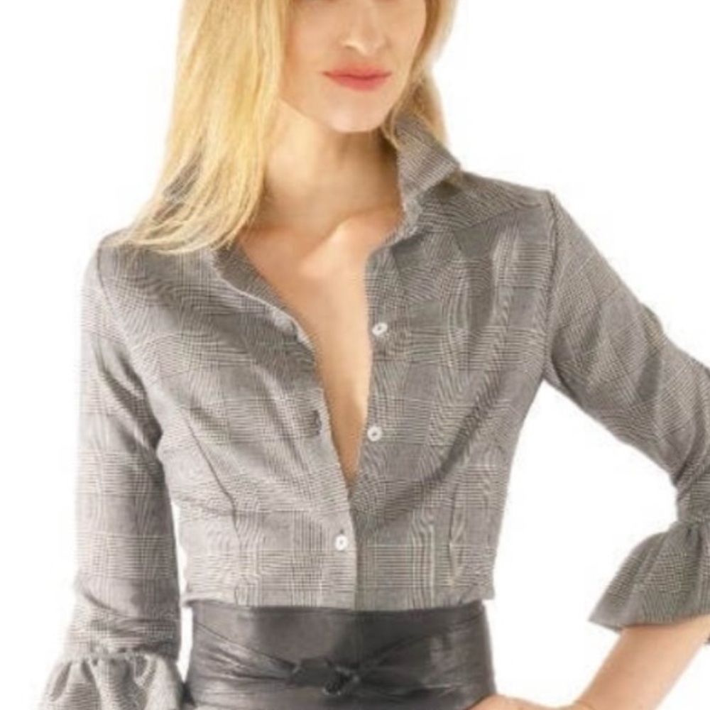 Gretchen Scott Design Wall Streeter Button Down Top Large